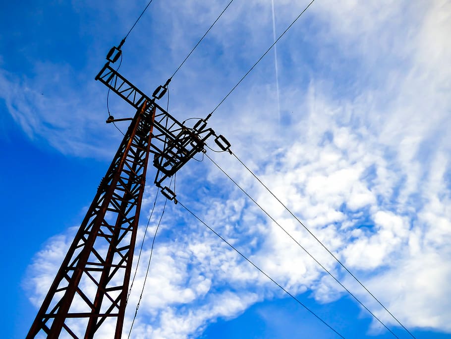 Cloud, Skies, Blue Sky, cloudy skies, wire, current, column HD wallpaper