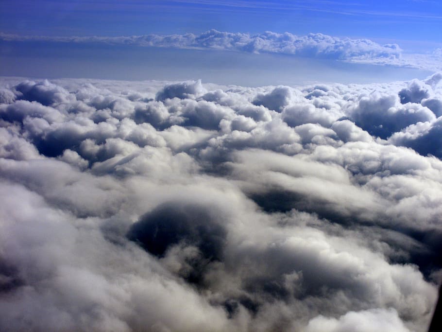 cloud, sky, white, plane, day, the haze, cloud - sky, cloudscape HD wallpaper