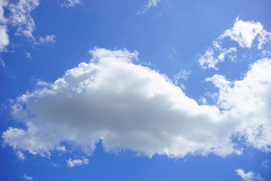 white cumulus clouds, summer clouds, sky, blue, summer day HD wallpaper