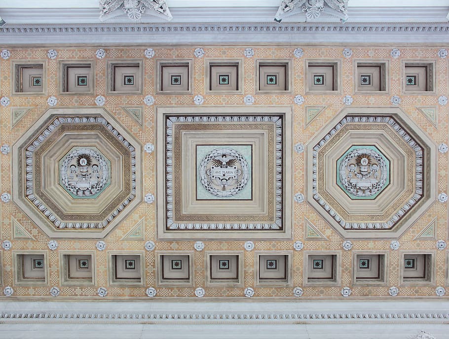 ceiling, painting, architecture, hall, festive, historical HD wallpaper