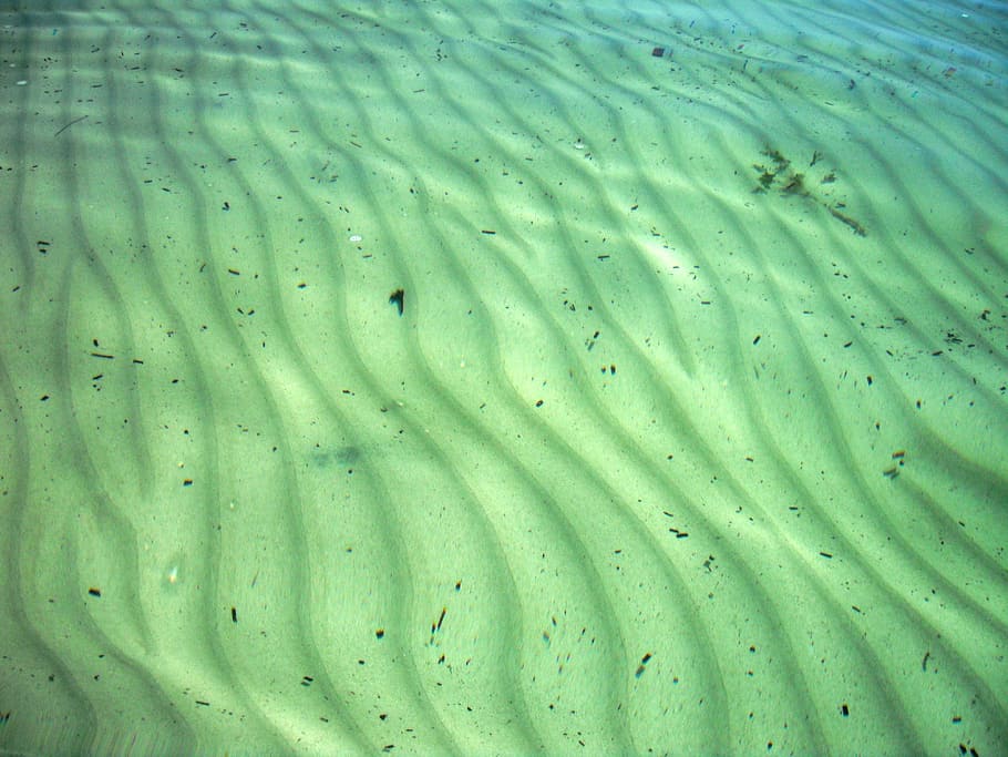 body of water, Ocean, Floor, Sand, Ripples, Underwater, green, HD wallpaper