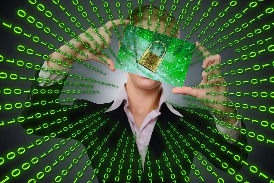 person holding holding green card illustration, matrix, binary, HD wallpaper