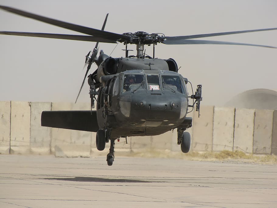 helicopter from above, iraq, blackhawk, military, war, army, chopper, HD wallpaper
