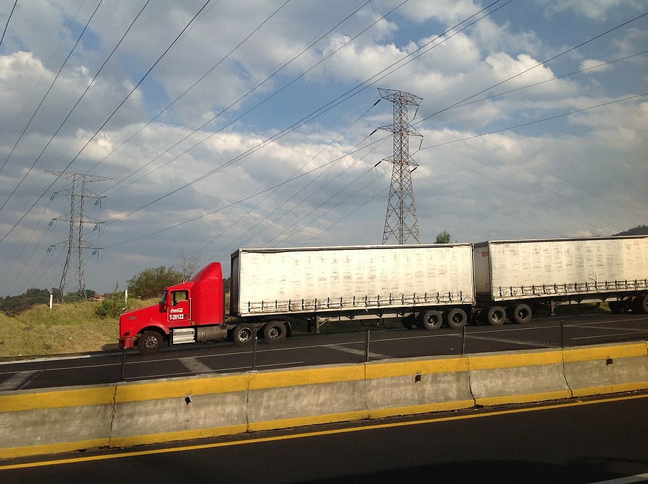truck, trailer, double, transportation, mode of transportation HD wallpaper