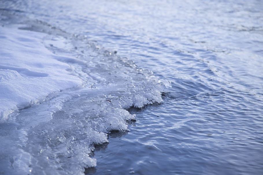 nature, river, ice, cold, wave, water, cold temperature, winter HD wallpaper
