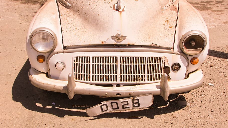 morris, car, old abandoned, rusty, vintage, british, vehicle HD wallpaper