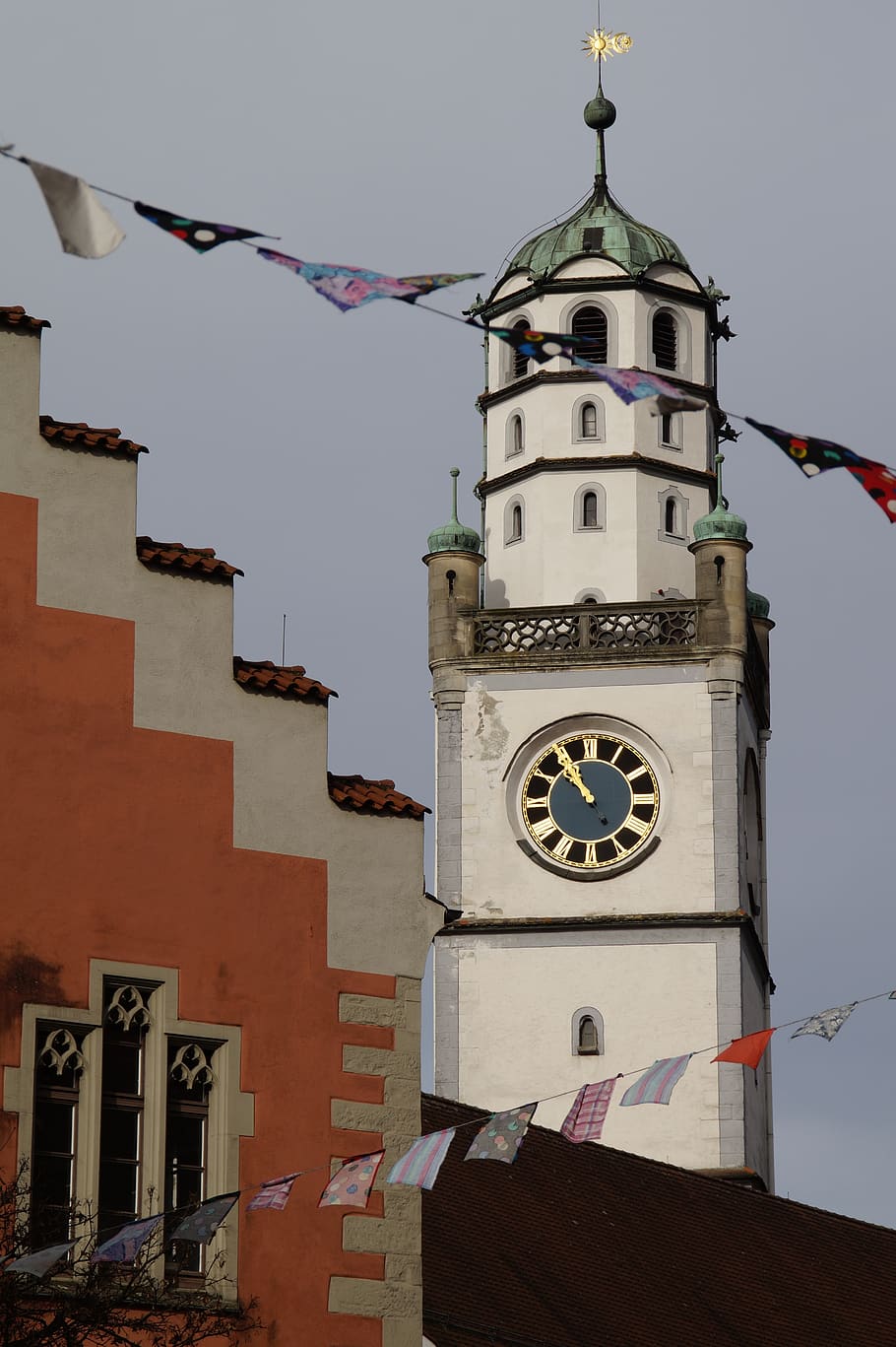 blaser tower, ravensburg, clock tower, sky, blue, bowever, town hall, HD wallpaper