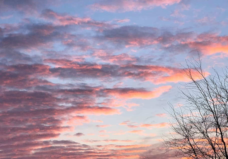 sunset, nature, dawn, panorama, sky, sunrise, clouds, pink sky