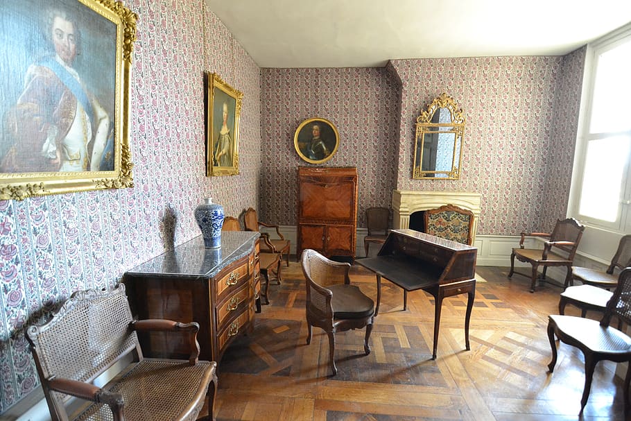 office, cabinet, inside the castle, apartment royal, château de chambord, HD wallpaper