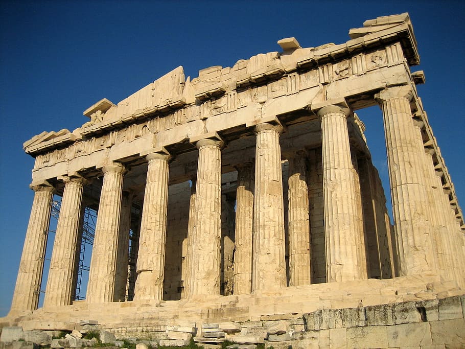 brown concrete building, acropolis, temple, parthenon, athens HD wallpaper