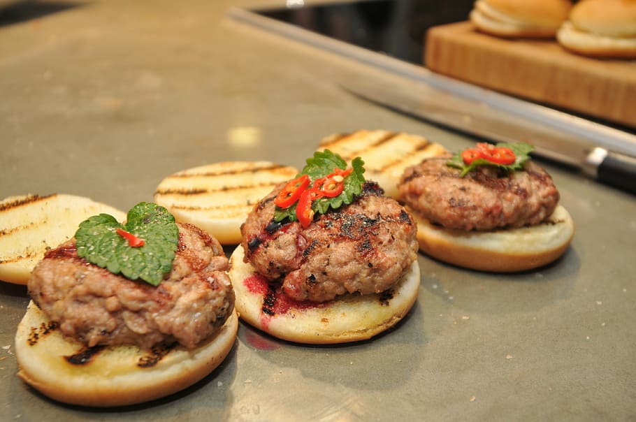 hamburger, mint, food, food and drink, meat, freshness, ready-to-eat HD wallpaper