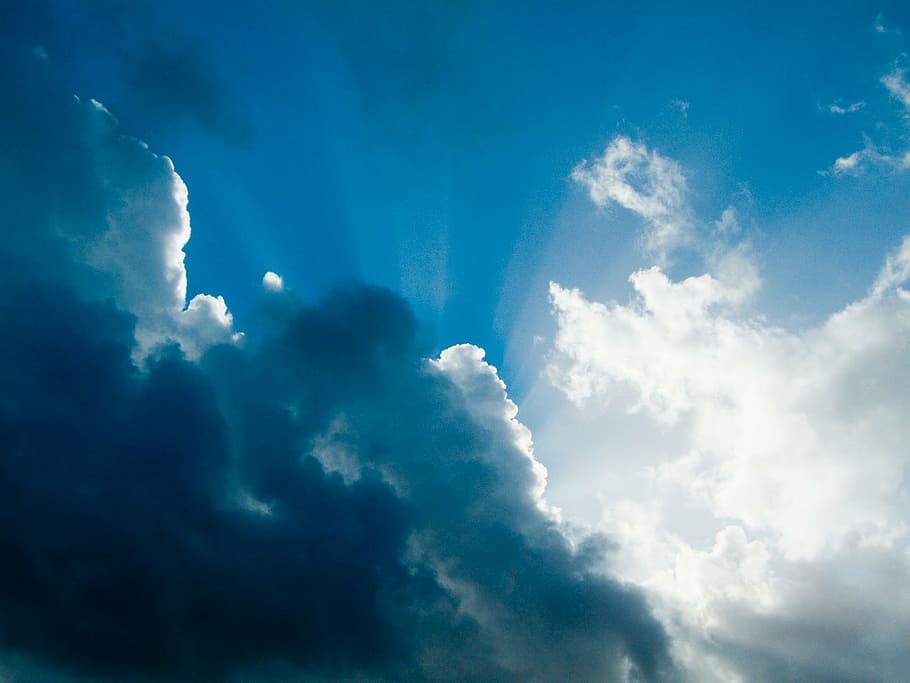 sky, could, sun, rays, blue, cloud - sky, cloudscape, beauty in nature HD wallpaper
