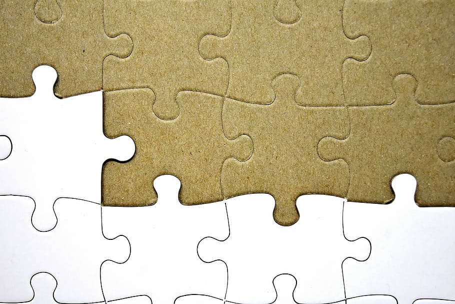 closeup photo of brown and white puzzle, joining together, insert, HD wallpaper