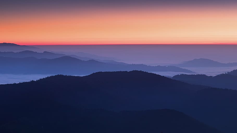 mountain landscape wit fog during sunset, highland, cloud, sky HD wallpaper