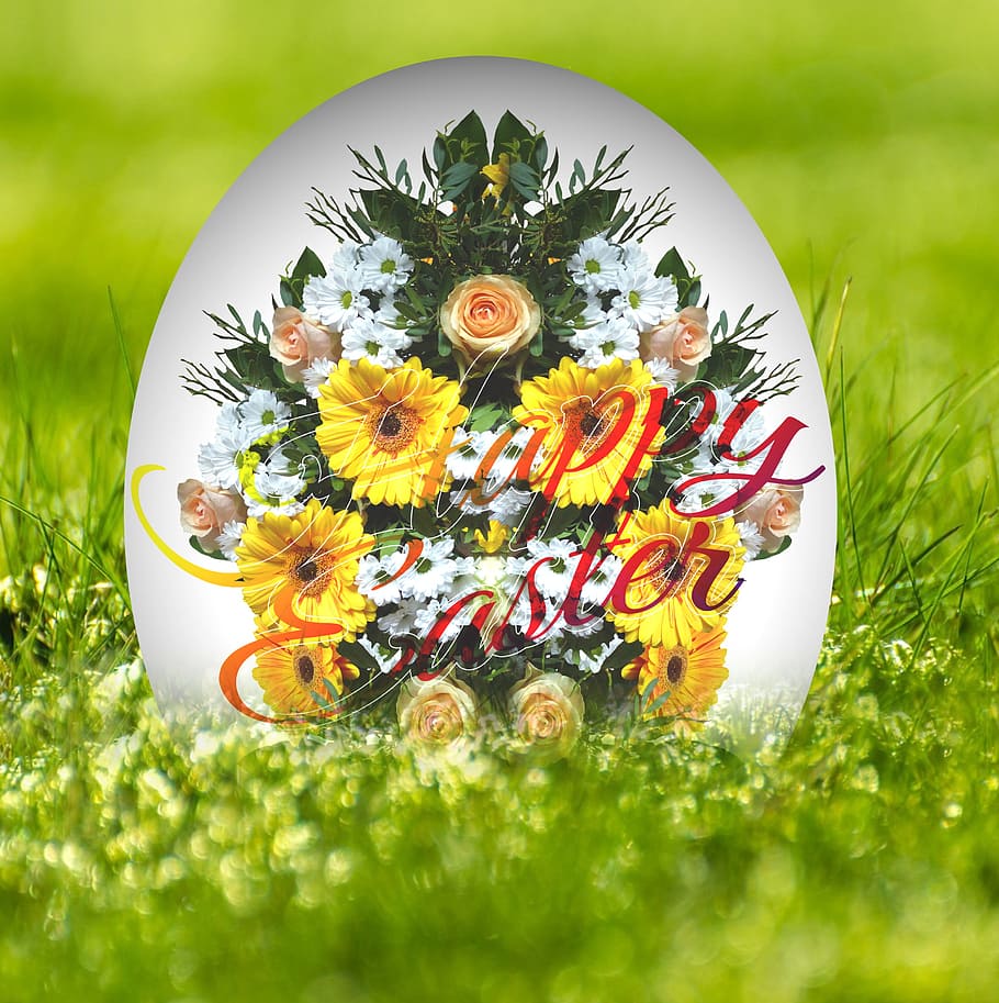 bouquet, easter, egg, easter egg, flowers, spring, colorful HD wallpaper