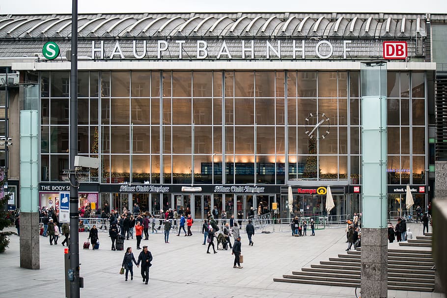 Haupt Bahnof store facade, railway station, cologne, concourse, HD wallpaper
