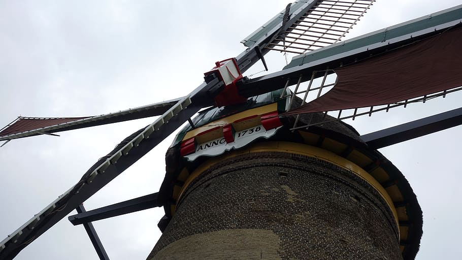 mill, wind mill, wicks, mill blades, mill detail, holland, netherlands HD wallpaper