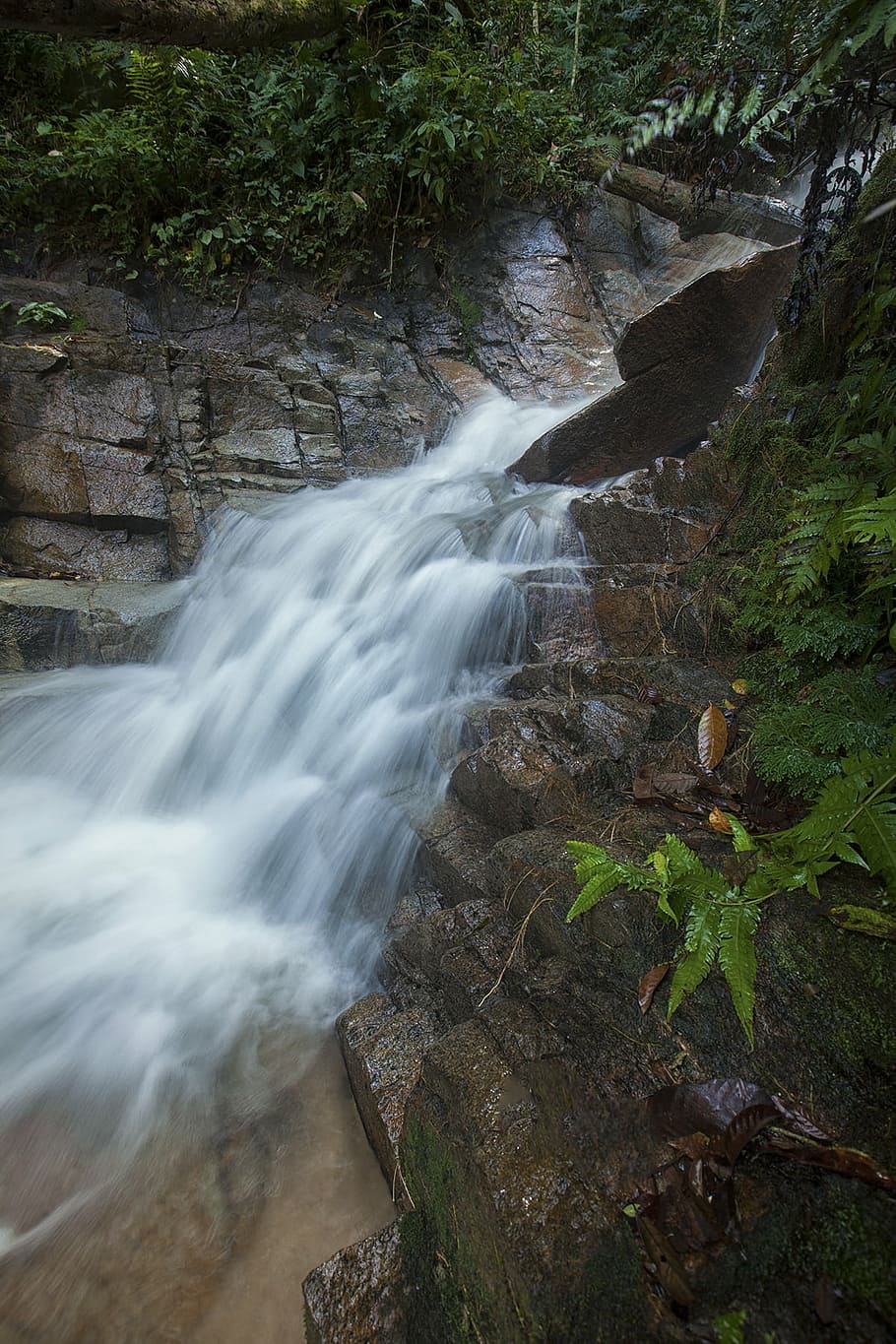 flow, forest, landscape, nature, rocks, stream, waterfall, scenics - nature HD wallpaper