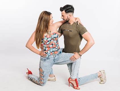 dance partner, dancers, couple, togetherness, studio shot, two people HD wallpaper
