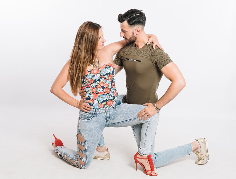 dance partner, dancers, couple, togetherness, studio shot, two people HD wallpaper