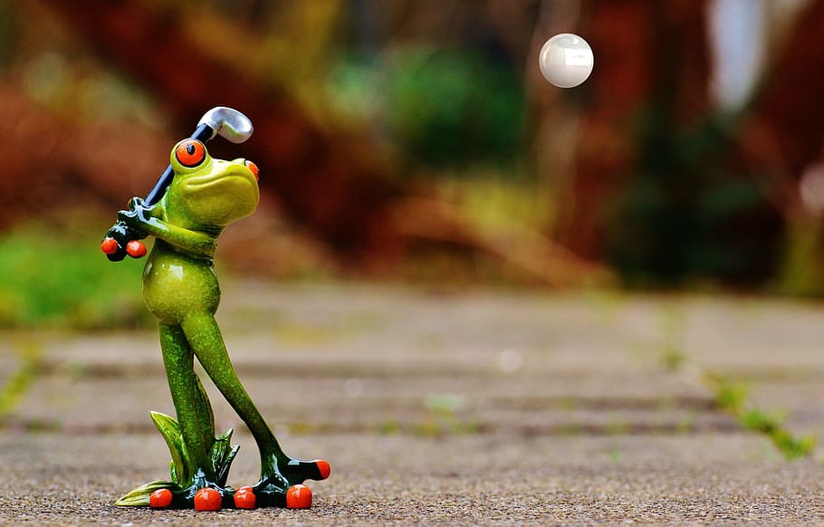 frog playing golf figurine, Figure, Fun, Cute, funny, sweet HD wallpaper