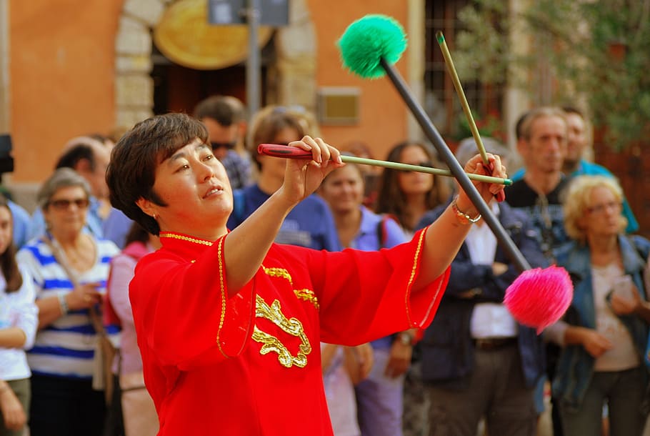 dance, sticks, decorated, china, ming, woman, fun game, popular HD wallpaper