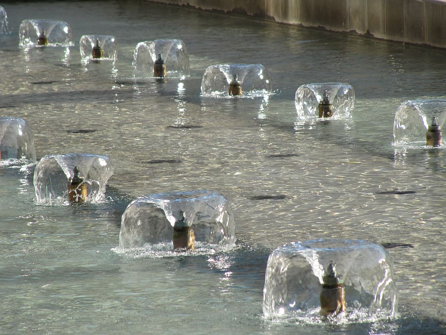fountains, source, sparkles, water, group of animals, nature HD wallpaper