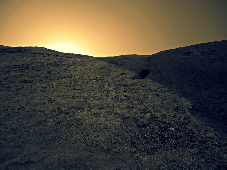 sunset, light, sepia, hill, summer, sunrise, outdoor, sky, landscape HD wallpaper