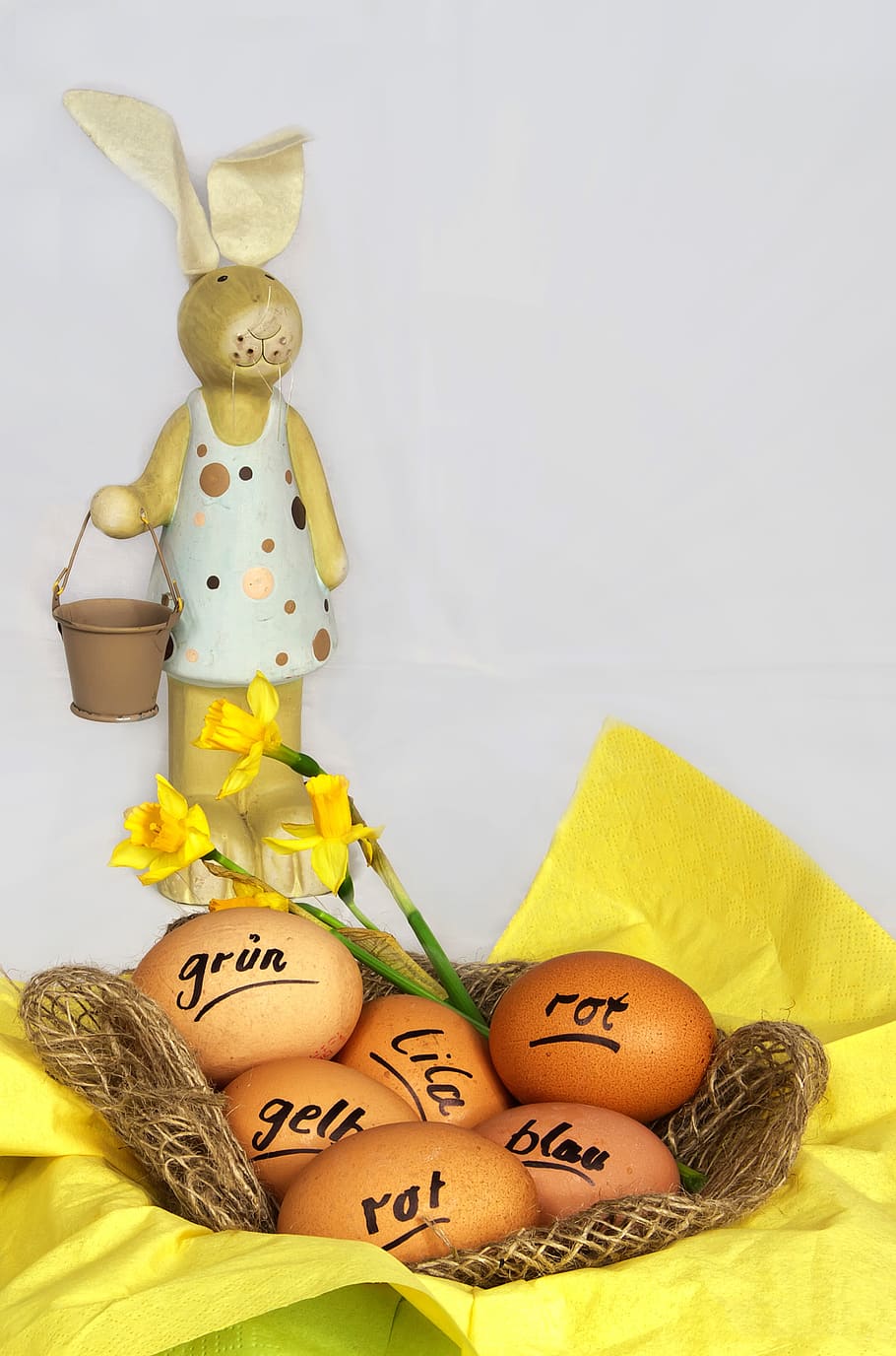 Easter Bunny, Color, Egg, Hare, figure, colorful, paint, easter eggs HD wallpaper