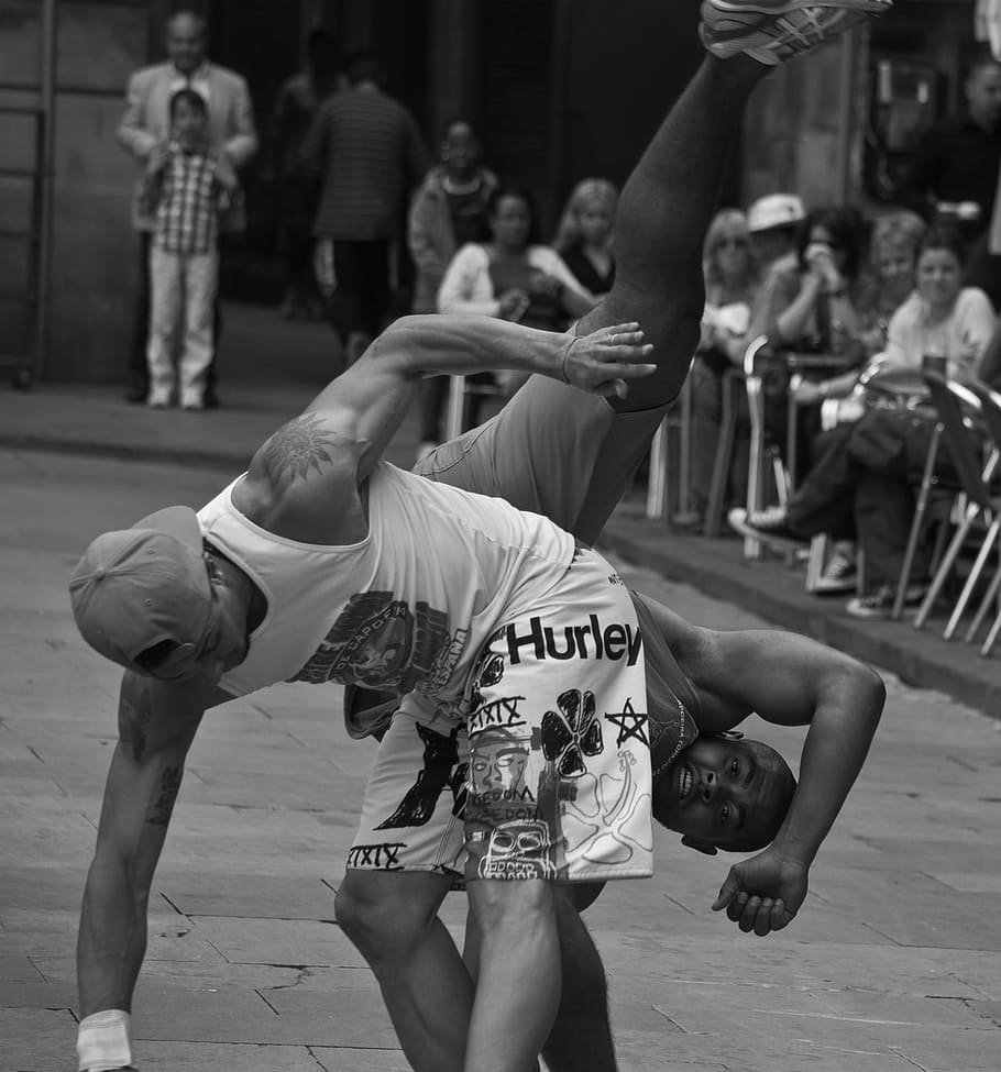 grayscale photo of man dancing on street, rapper, dancer, guys HD wallpaper