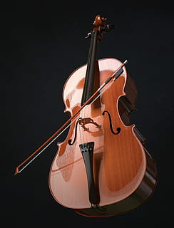 brown and black violin and bow, cello, strings, stringed instrument HD wallpaper