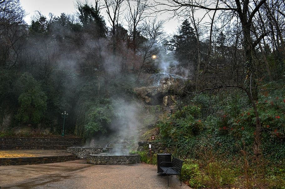 hotsprings, arkansas, nature, water, steam, park, warm, scenic