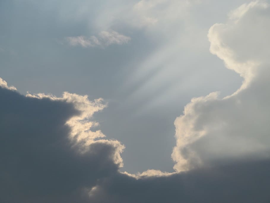 clouds, light, sky, blue, white, wolkenspiel, hell, brightness, HD wallpaper