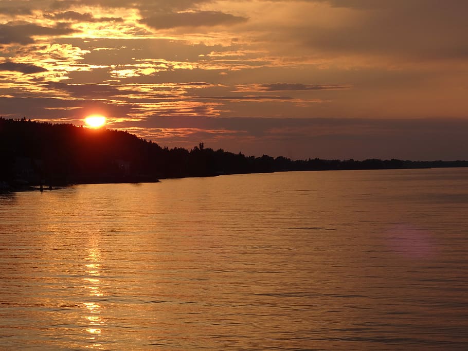 Sun, Lake, Nature, Sunset, reflection, scenics, beauty in nature HD wallpaper