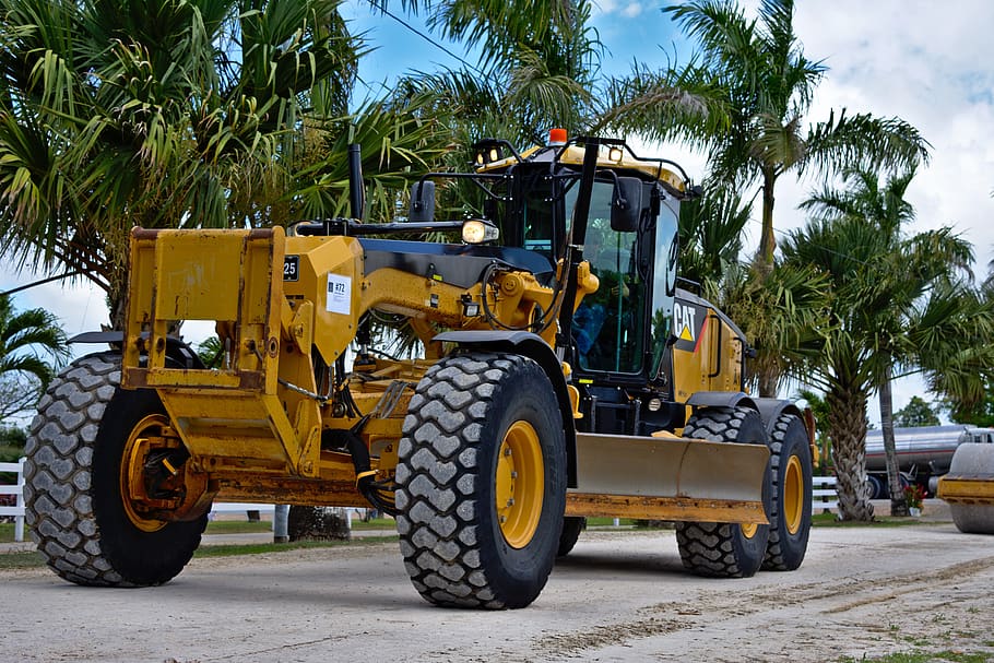 cat, scraper, hydraulic, power, construction, heavy, yellow HD wallpaper