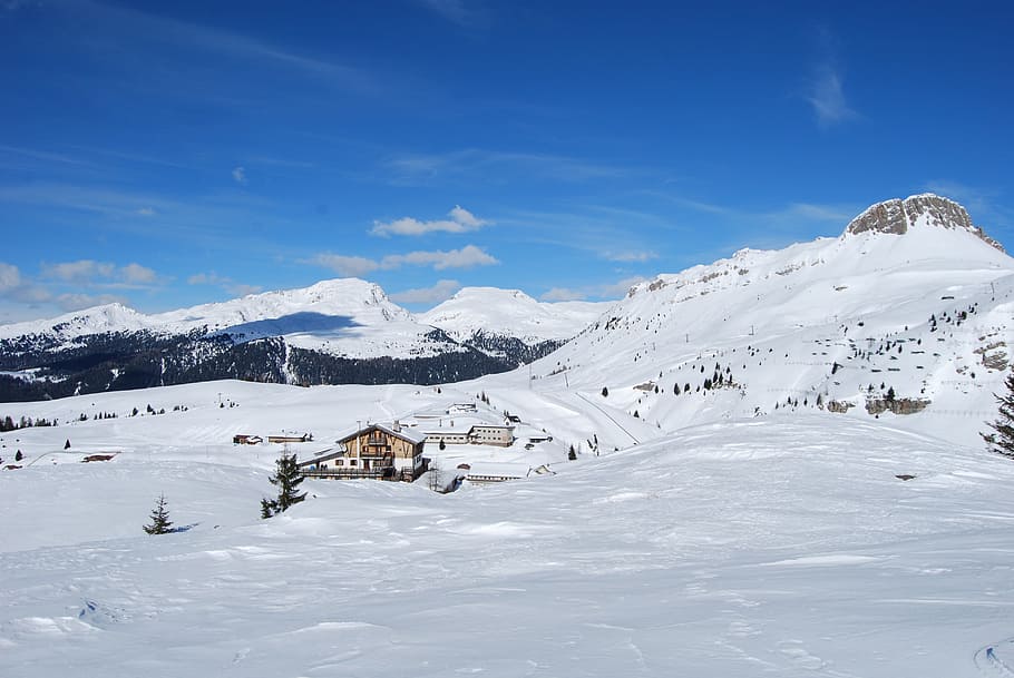 Snow, Mountain, Mountains, Dolomites, landscape, italy, step HD wallpaper