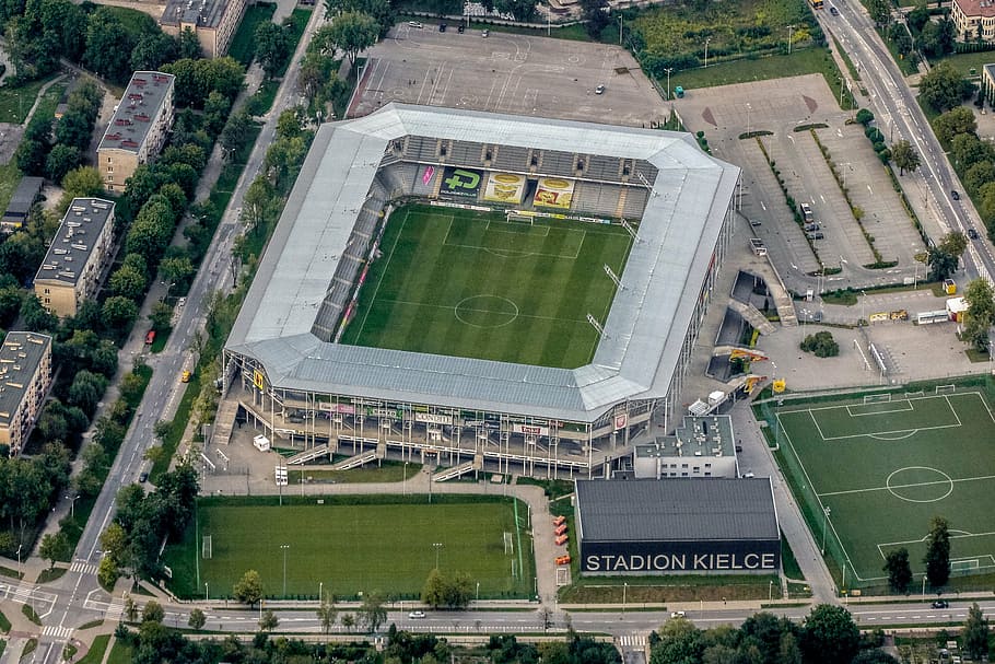 stadion, football, grass, the ball, sport, the pitch, kielce, HD wallpaper