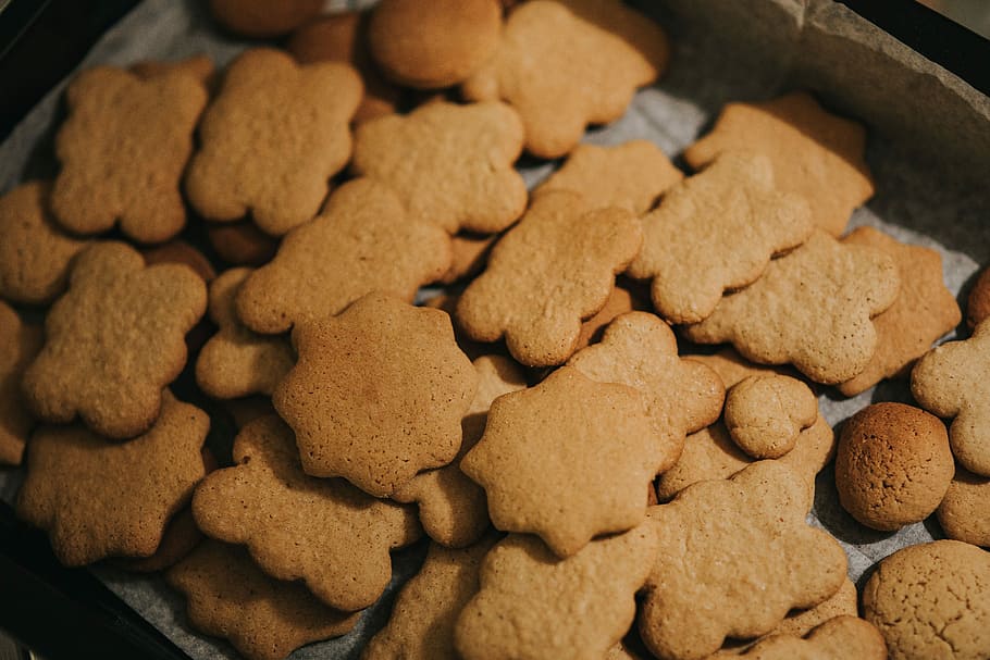 Homemade gingerbread cookies, food, tasty, cooking, baking, baking tray