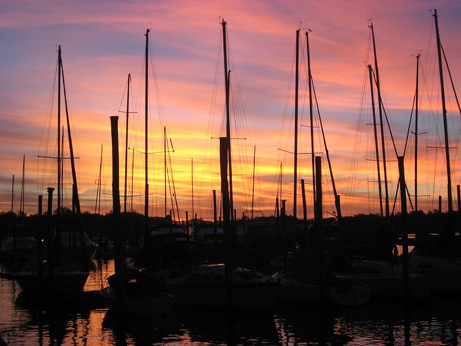 river, ensenada, candles, nature, sunset, nautical vessel, water HD wallpaper