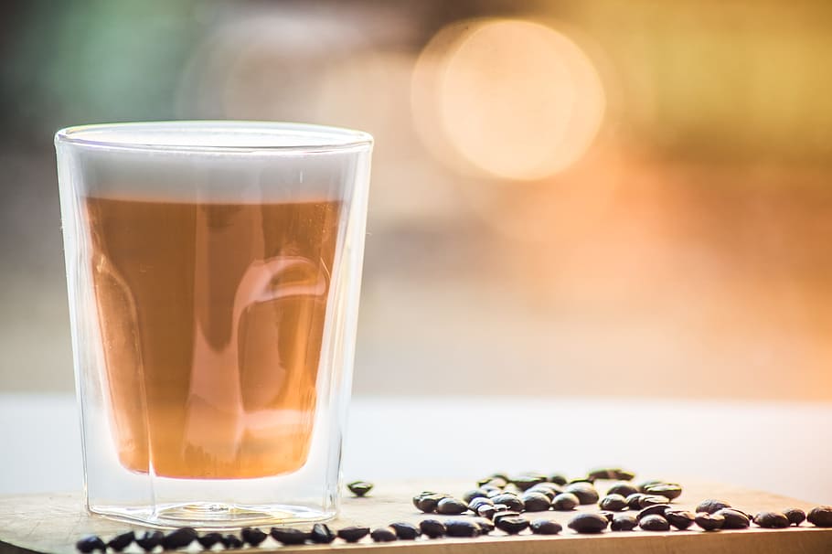 Coffee in Drinking Glass With Black Beans, caffeine, coffee beans HD wallpaper