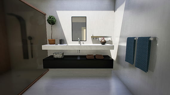 rectangular black wooden framed mirror on wall, bathroom, modern HD wallpaper