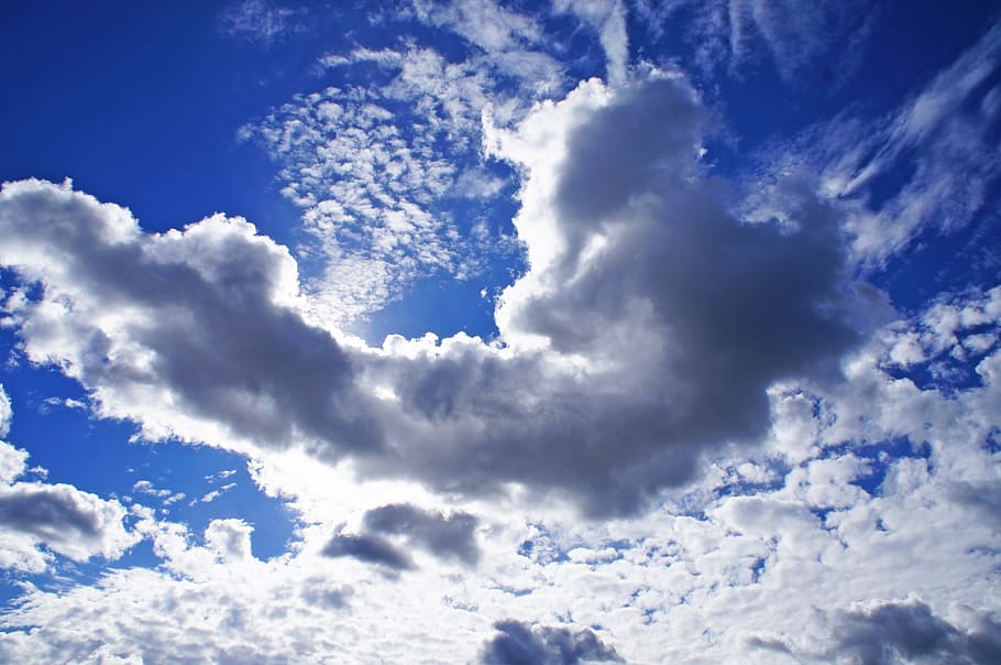 sky, clouds, nature, blue, white, air, cloudy, cloud - sky HD wallpaper