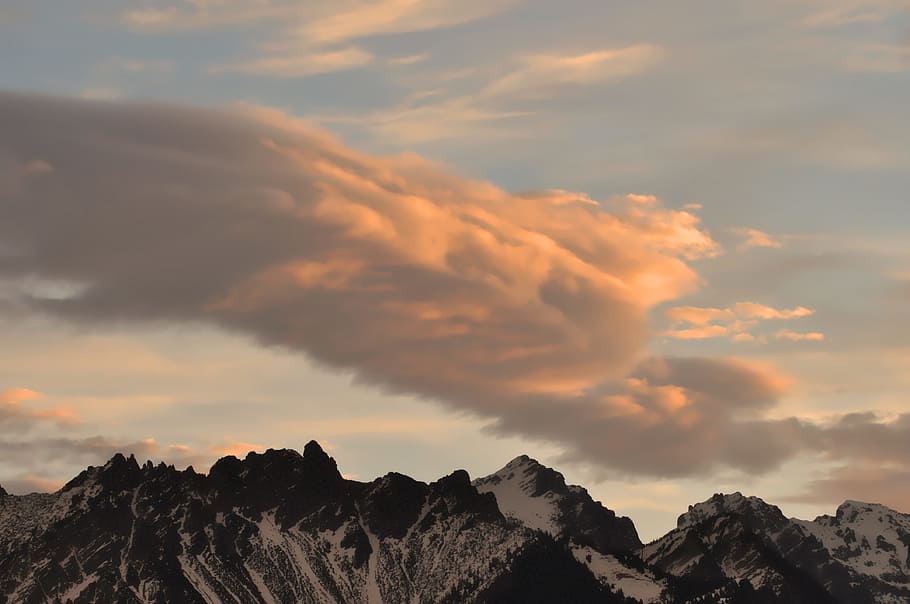 Mountains, Summit, Clouds, Sky, landscape, nature, cloud - sky HD wallpaper
