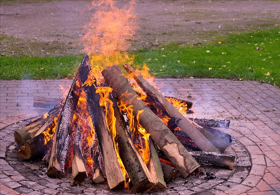 fire, hot, wood, beech wood, potato fire, potato roast, sauerland, HD wallpaper