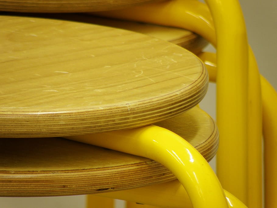 Chair, Stool, School, Composite, yellow, no people, close-up HD wallpaper