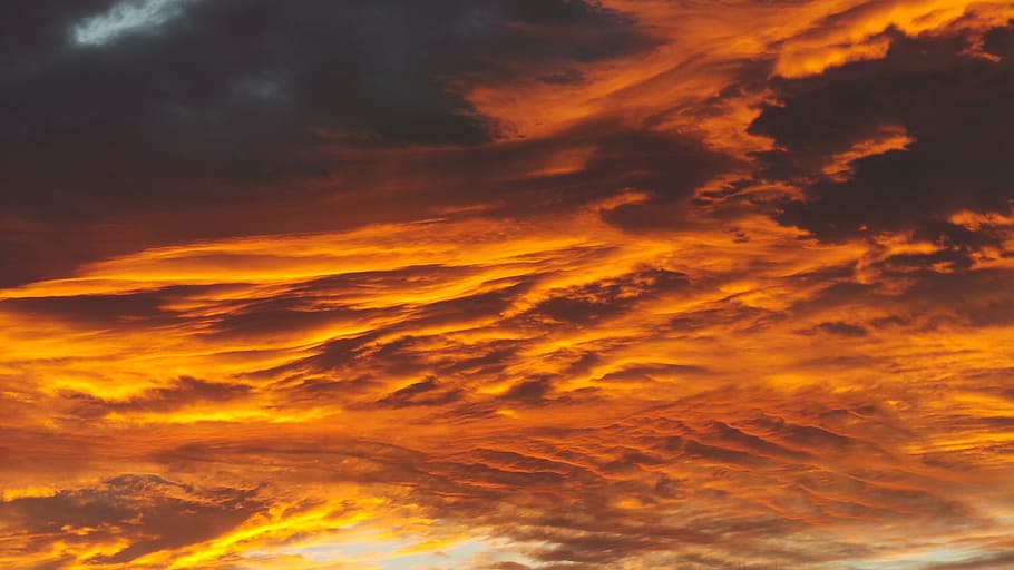 Clouds, Sunset, Landscapes, sky, dramatic sky, orange color HD wallpaper