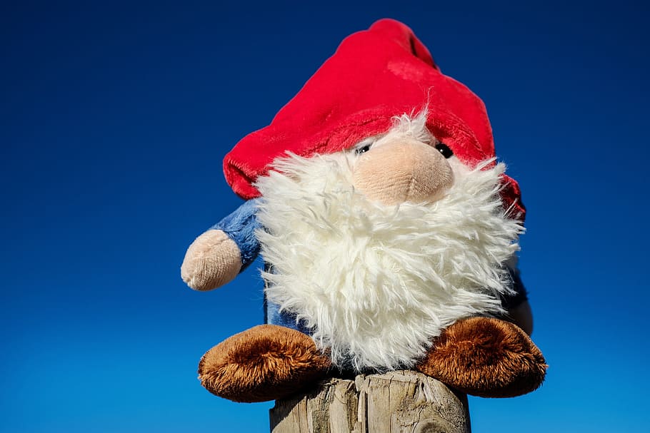 gnome plush toy during daytime, imp, funny, cute, are, figure HD wallpaper