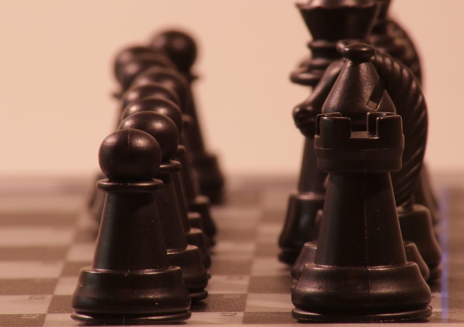shallow focus photography of chess pieces, play, figures, black HD wallpaper