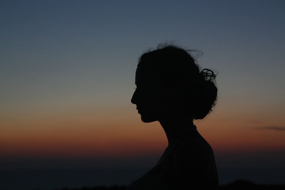 silhouette photo of person's face during nighttime, profile HD wallpaper