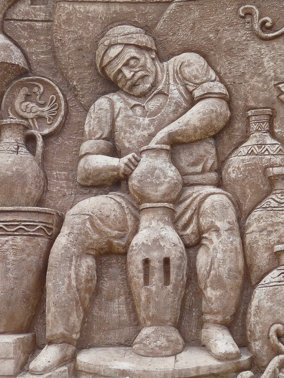 Wall, Relief, Pottery, Man, Work, Craft, wall relief, religion HD wallpaper